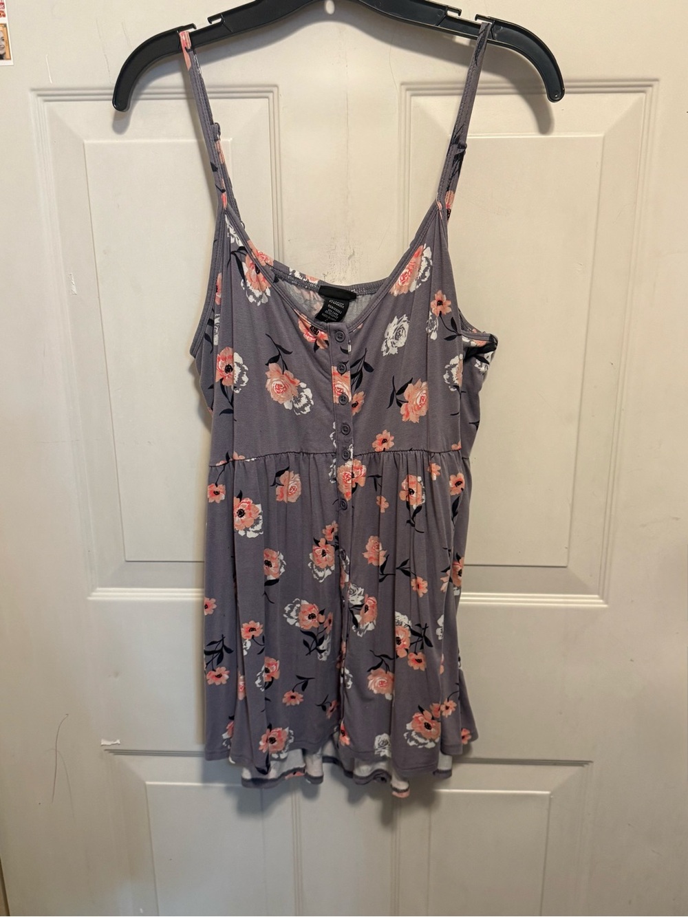 Torrid Babydoll Button Front Gray-Purple floral size 2X